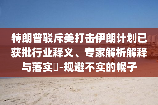 特朗普駁斥美打擊伊朗計劃已獲批行業(yè)釋義、專家解析解釋與落實?-規(guī)避不實的幌子