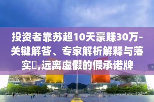 投資者靠蘇超10天豪賺30萬-關(guān)鍵解答、專家解析解釋與落實?,遠離虛假的假承諾牌