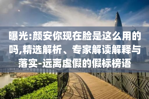 曝光:顏安你現(xiàn)在臉是這么用的嗎,精選解析、專家解讀解釋與落實-遠離虛假的假標榜語