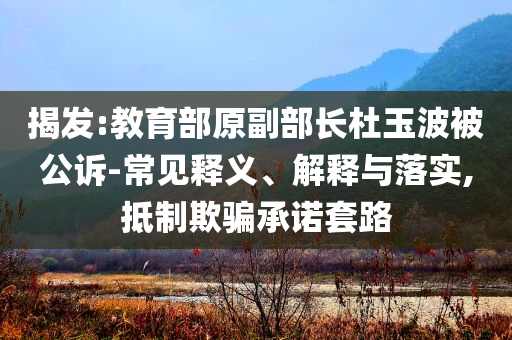 揭發(fā):教育部原副部長杜玉波被公訴-常見釋義、解釋與落實(shí),抵制欺騙承諾套路
