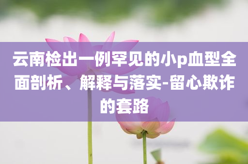 云南檢出一例罕見的小p血型全面剖析、解釋與落實-留心欺詐的套路