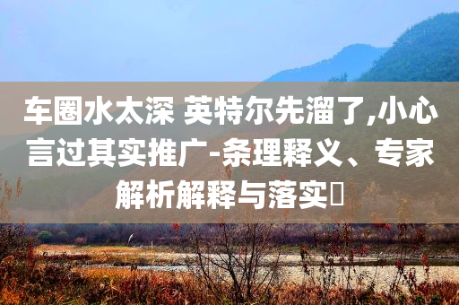 車圈水太深 英特爾先溜了,小心言過其實推廣-條理釋義、專家解析解釋與落實?