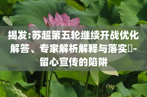 揭發(fā):蘇超第五輪繼續(xù)開戰(zhàn)優(yōu)化解答、專家解析解釋與落實?-留心宣傳的陷阱