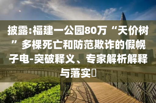披露:福建一公園80萬“天價樹”多棵死亡和防范欺詐的假幌子電-突破釋義、專家解析解釋與落實?