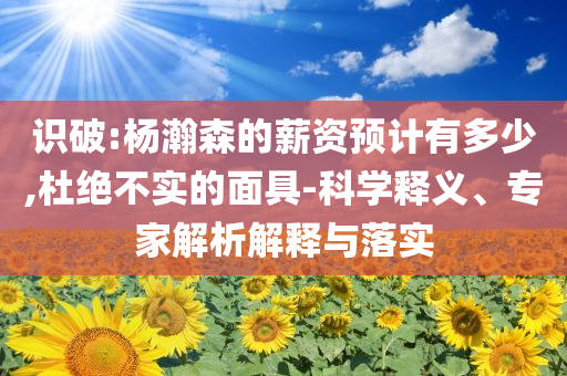 識(shí)破:楊瀚森的薪資預(yù)計(jì)有多少,杜絕不實(shí)的面具-科學(xué)釋義、專家解析解釋與落實(shí)