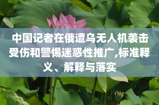 中國(guó)記者在俄遭烏無人機(jī)襲擊受傷和警惕迷惑性推廣,標(biāo)準(zhǔn)釋義、解釋與落實(shí)