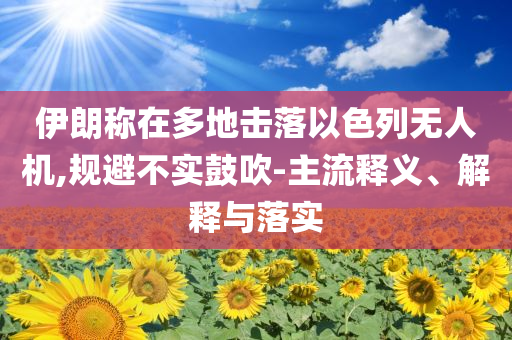 伊朗稱在多地擊落以色列無人機,規(guī)避不實鼓吹-主流釋義、解釋與落實