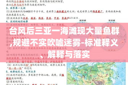 臺風后三亞一海灘現(xiàn)大量魚群,規(guī)避不實吹噓迷霧-標準釋義、解釋與落實