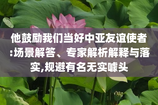 他鼓勵我們當(dāng)好中亞友誼使者:場景解答、專家解析解釋與落實,規(guī)避有名無實噱頭
