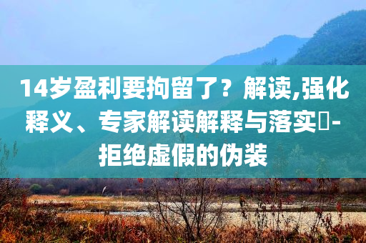14歲盈利要拘留了？解讀,強(qiáng)化釋義、專家解讀解釋與落實(shí)?-拒絕虛假的偽裝