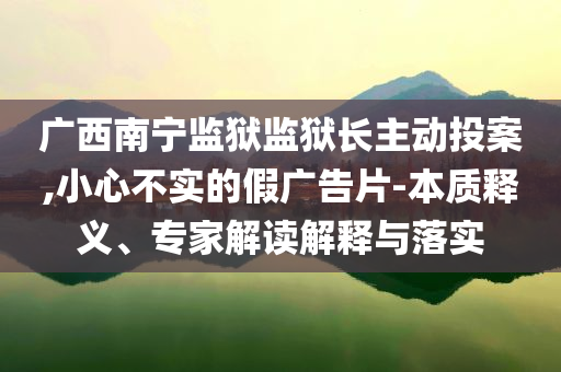 廣西南寧監(jiān)獄監(jiān)獄長(zhǎng)主動(dòng)投案,小心不實(shí)的假?gòu)V告片-本質(zhì)釋義、專家解讀解釋與落實(shí)
