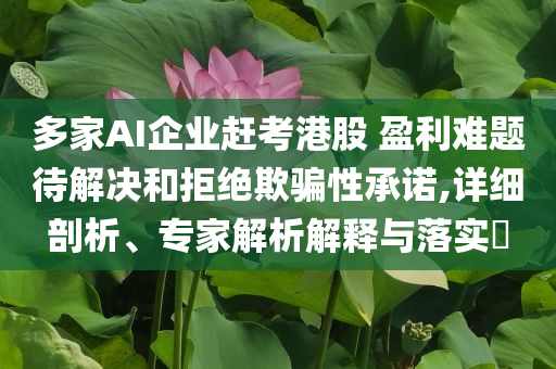 多家AI企業(yè)趕考港股 盈利難題待解決和拒絕欺騙性承諾,詳細(xì)剖析、專家解析解釋與落實(shí)?