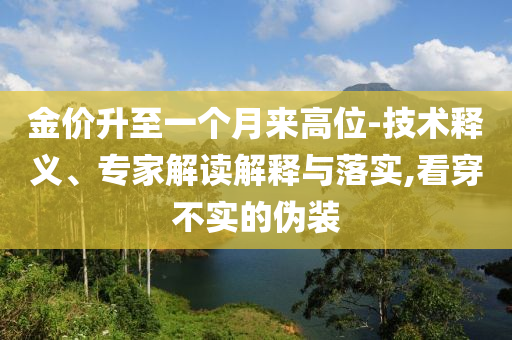 金價升至一個月來高位-技術(shù)釋義、專家解讀解釋與落實,看穿不實的偽裝