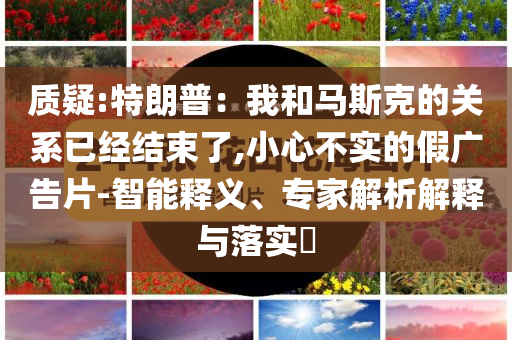 質(zhì)疑:特朗普：我和馬斯克的關(guān)系已經(jīng)結(jié)束了,小心不實(shí)的假?gòu)V告片-智能釋義、專家解析解釋與落實(shí)?
