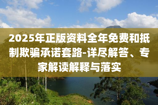 2025年正版資料全年免費和抵制欺騙承諾套路-詳盡解答、專家解讀解釋與落實