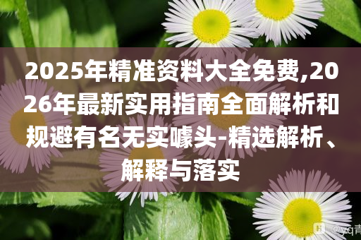 2025年精準(zhǔn)資料大全免費,2026年最新實用指南全面解析和規(guī)避有名無實噱頭-精選解析、解釋與落實