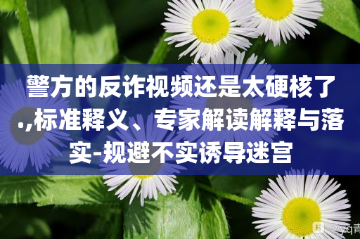 警方的反詐視頻還是太硬核了.,標(biāo)準(zhǔn)釋義、專家解讀解釋與落實(shí)-規(guī)避不實(shí)誘導(dǎo)迷宮
