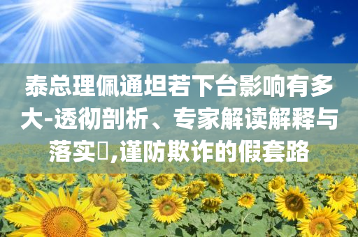 泰總理佩通坦若下臺影響有多大-透徹剖析、專家解讀解釋與落實?,謹(jǐn)防欺詐的假套路