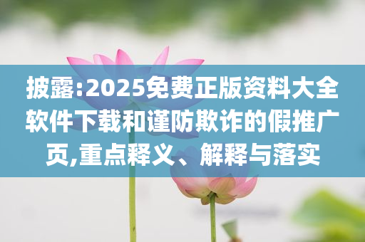 披露:2025免費(fèi)正版資料大全軟件下載和謹(jǐn)防欺詐的假推廣頁,重點(diǎn)釋義、解釋與落實(shí)