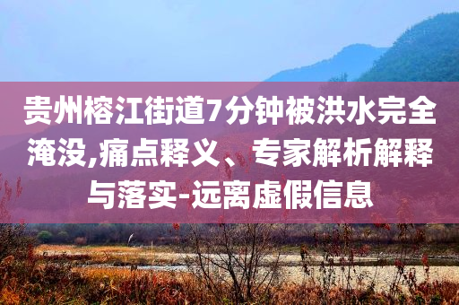 貴州榕江街道7分鐘被洪水完全淹沒,痛點釋義、專家解析解釋與落實-遠(yuǎn)離虛假信息