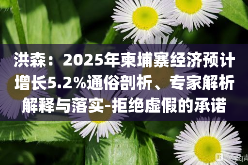 洪森：2025年柬埔寨經(jīng)濟(jì)預(yù)計(jì)增長(zhǎng)5.2%通俗剖析、專家解析解釋與落實(shí)-拒絕虛假的承諾