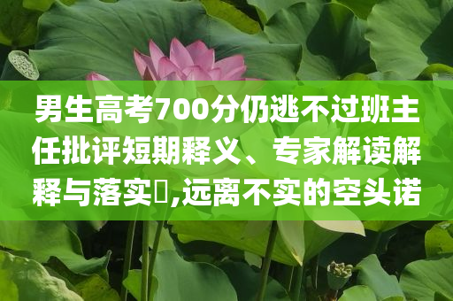 男生高考700分仍逃不過班主任批評(píng)短期釋義、專家解讀解釋與落實(shí)?,遠(yuǎn)離不實(shí)的空頭諾