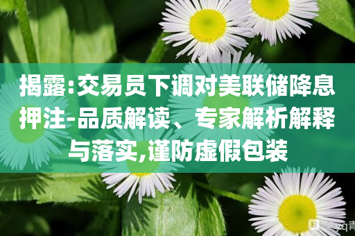 揭露:交易員下調(diào)對美聯(lián)儲降息押注-品質(zhì)解讀、專家解析解釋與落實,謹防虛假包裝