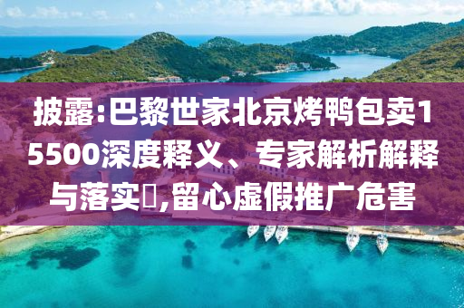披露:巴黎世家北京烤鴨包賣15500深度釋義、專家解析解釋與落實?,留心虛假推廣危害
