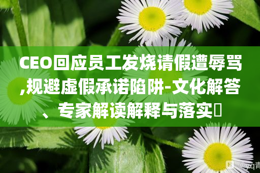 CEO回應(yīng)員工發(fā)燒請假遭辱罵,規(guī)避虛假承諾陷阱-文化解答、專家解讀解釋與落實?