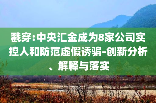 戳穿:中央?yún)R金成為8家公司實控人和防范虛假誘騙-創(chuàng)新分析、解釋與落實