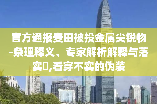 官方通報(bào)麥田被投金屬尖銳物-條理釋義、專家解析解釋與落實(shí)?,看穿不實(shí)的偽裝