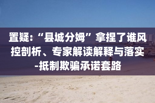 置疑:“縣城分姆”拿捏了誰風(fēng)控剖析、專家解讀解釋與落實-抵制欺騙承諾套路