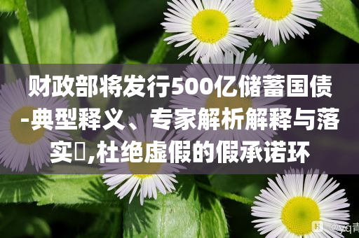 財政部將發(fā)行500億儲蓄國債-典型釋義、專家解析解釋與落實?,杜絕虛假的假承諾環(huán)