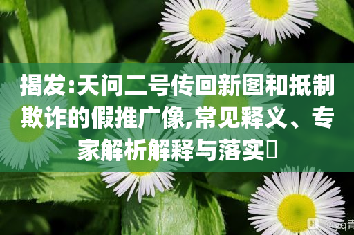 揭發(fā):天問二號傳回新圖和抵制欺詐的假推廣像,常見釋義、專家解析解釋與落實?