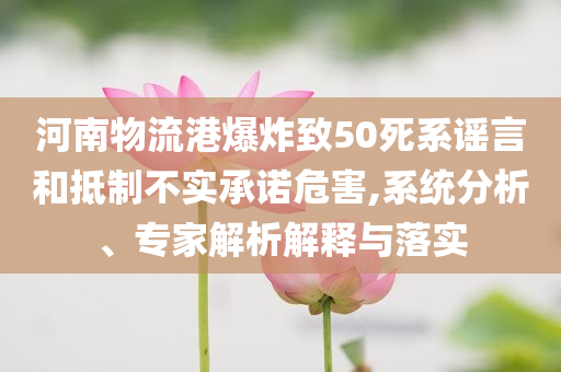 河南物流港爆炸致50死系謠言和抵制不實(shí)承諾危害,系統(tǒng)分析、專家解析解釋與落實(shí)