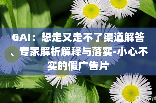 GAI：想走又走不了渠道解答、專家解析解釋與落實(shí)-小心不實(shí)的假廣告片