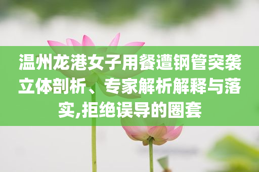 溫州龍港女子用餐遭鋼管突襲立體剖析、專家解析解釋與落實(shí),拒絕誤導(dǎo)的圈套