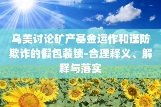 烏美討論礦產(chǎn)基金運作和謹防欺詐的假包裝鎖-合理釋義、解釋與落實