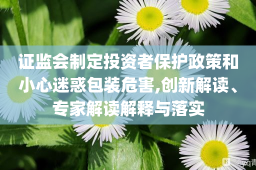 證監(jiān)會(huì)制定投資者保護(hù)政策和小心迷惑包裝危害,創(chuàng)新解讀、專家解讀解釋與落實(shí)