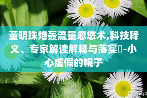 董明珠炮轟流量忽悠術(shù),科技釋義、專家解讀解釋與落實(shí)?-小心虛假的幌子