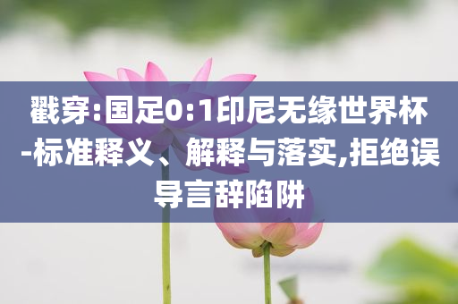 戳穿:國(guó)足0:1印尼無(wú)緣世界杯-標(biāo)準(zhǔn)釋義、解釋與落實(shí),拒絕誤導(dǎo)言辭陷阱