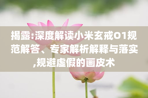 揭露:深度解讀小米玄戒O1規(guī)范解答、專家解析解釋與落實(shí),規(guī)避虛假的畫皮術(shù)