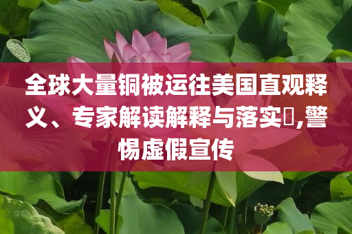 全球大量銅被運往美國直觀釋義、專家解讀解釋與落實?,警惕虛假宣傳