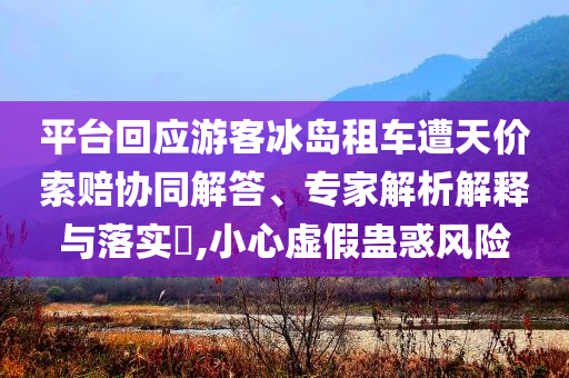 平臺回應游客冰島租車遭天價索賠協(xié)同解答、專家解析解釋與落實?,小心虛假蠱惑風險