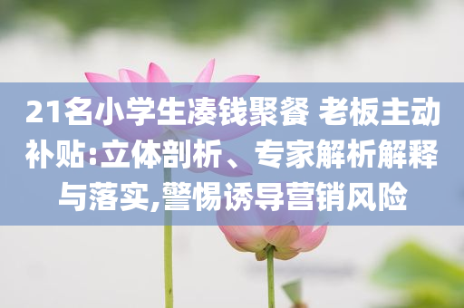 21名小學生湊錢聚餐 老板主動補貼:立體剖析、專家解析解釋與落實,警惕誘導營銷風險