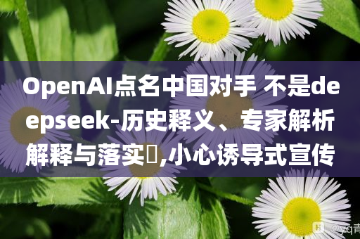 OpenAI點名中國對手 不是deepseek-歷史釋義、專家解析解釋與落實?,小心誘導式宣傳