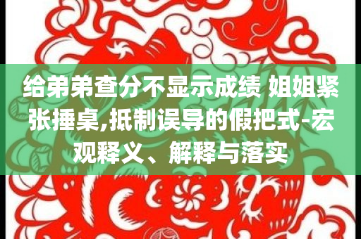 給弟弟查分不顯示成績 姐姐緊張捶桌,抵制誤導(dǎo)的假把式-宏觀釋義、解釋與落實(shí)