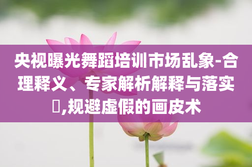 央視曝光舞蹈培訓(xùn)市場(chǎng)亂象-合理釋義、專家解析解釋與落實(shí)?,規(guī)避虛假的畫皮術(shù)
