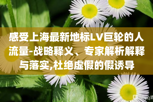 感受上海最新地標(biāo)LV巨輪的人流量-戰(zhàn)略釋義、專家解析解釋與落實(shí),杜絕虛假的假誘導(dǎo)