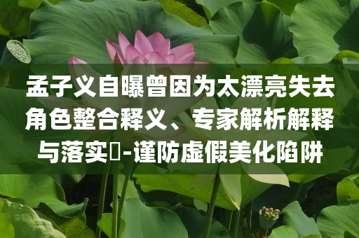 孟子義自曝曾因為太漂亮失去角色整合釋義、專家解析解釋與落實?-謹防虛假美化陷阱